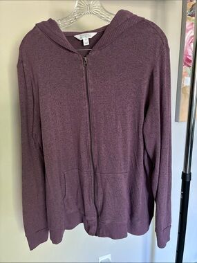 Market & Spruce Plum Full-Zip Hooded Jacket